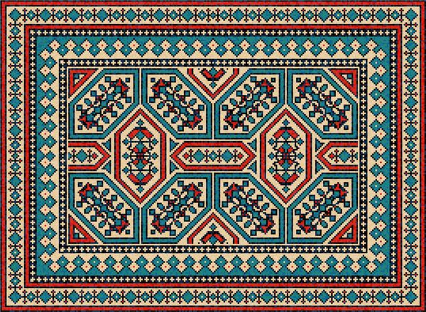 مروارید رنگ موی کلاسیک با الگوی هندسی سنتی الگوی مرزی فرش قبیله ای تصویر برداری 10 EPS
