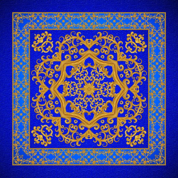 طلا عربی سبک شرقی شکل انتزاعی کاشی موزاییک قاب جعبه تزئینی درخشان پس زمینه بافت مخملی تیره آبی نقاشی دیواری نقاشی دیواری