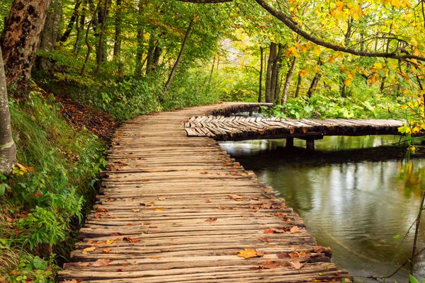 روز بارانی و مسیر توریستی چوبی در پلوتویچ دریاچه پارک ملی کرواسی