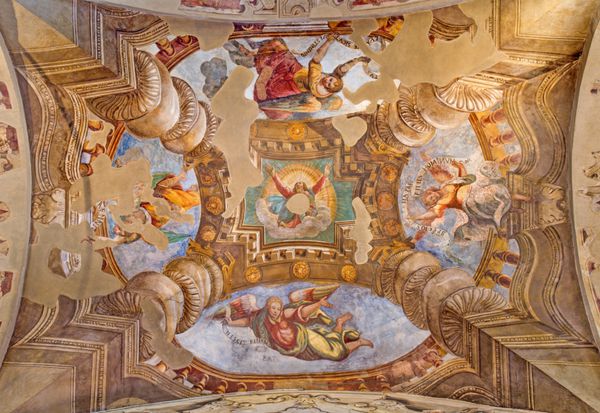 برشا ITALY 2016 مه 21 نقاشی ابرنگی سقف در کلیسای کوچک سمت کلیسا در کلیسا Chiesa از دی سانتا ماریا دل Carmine توسط هنرمند ناشناخته 16 درصد است