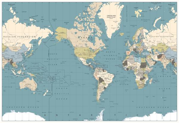 نقشه جهانی رنگ یکپارچهسازی با رنگ آمیزی نقشه مرکزی امریکا تمام عناصر در لایه های قابل ویرایش به وضوح برچسب گذاری شده اند