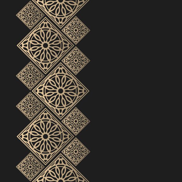 قاب طلایی در سبک شرقی مرز بدون درز برای طراحی پس زمینه شرقی کارت اسلامی با جای متن