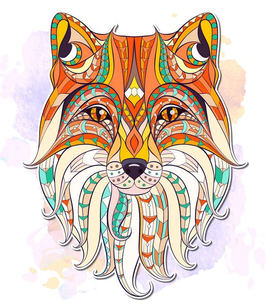سر الگوی روباه در پس زمینه گرانج آفریقایی هند توتم طراحی این ممکن است برای طراحی تی شرت کیسه کارت پستال پوستر و غیره استفاده شود