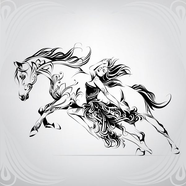 شبح اسب در حال اجرا با یک دختر