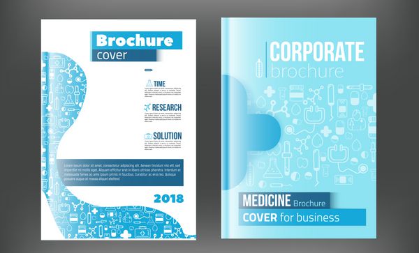 قالب طراحی بروشور پزشکی آگهی با آیکون های پزشکی درونی مفهوم مدرن Infographic برای گزارش سالانه بردار