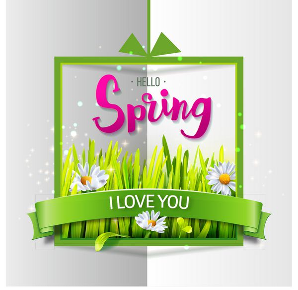 سلام کارت عشق بهار با چمن سبز و گل در قاب من عاشق تو هستم تصویر برداری برای فروش بهار آگهی ها کارت های روز ولنتاین