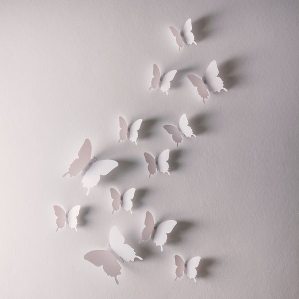 طراحی برای دیوار پروانه سفید انتزاعی خلاق