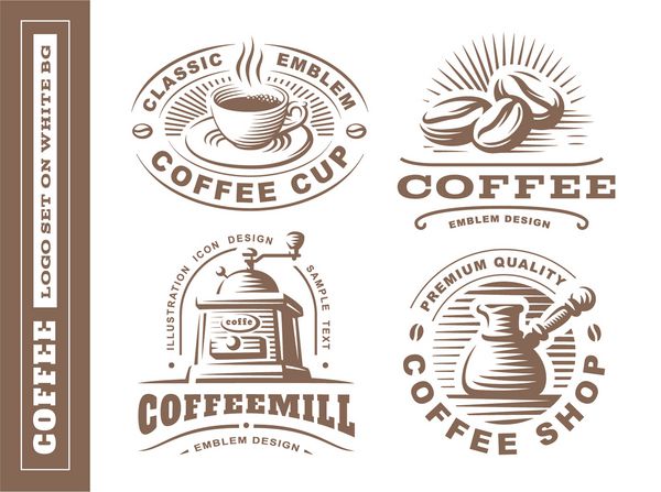 آرم قهوه تصویر برداری بروشور طراحی لوگو در پس زمینه سفید