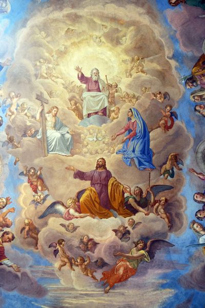 رم ایتالیا سپتامبر 02 آپتئوس سنت جیمز توسط نقره ای Capparoni fresco در سقف کلیسای San Giacomo در آگوستا در رم ایتالیا در تاریخ 02 سپتامبر 2016