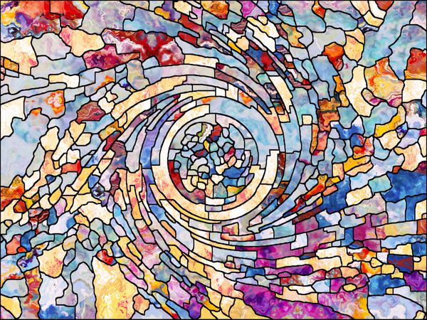 سری شیشه ای رنگ آمیزی ترکیب الگوهای آلی در مورد معنویت تخیل خلاقیت و هنر