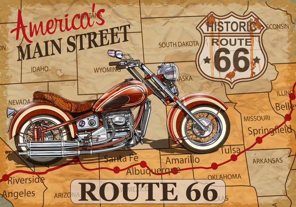 پوستر موتور سیکلت Route 66