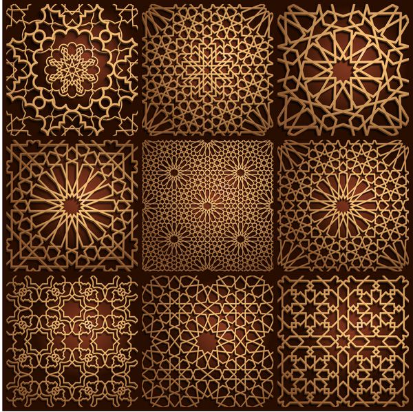 مجموعه ای از الگوهای شرقی شرقی الگوی هندسی بدون درز پس زمینه بردار سنتی مسلمان فرهنگ شرقی میراث هند عرب نقاشی ایرانی 3D ماه مبارک رمضان بافت بی پایان