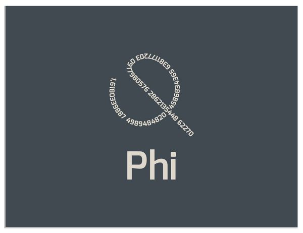 علامت بردار مقیاس پذیر متشکل از مقدار شماره 1618 در شکل فیلیپین و متن Phi در زیر آن این نماد برای نمایش مقالات علمی کتاب ها و غیره مناسب است