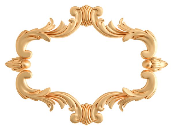 قاب طلایی در پس زمینه سفید جدا شده تصویر 3D