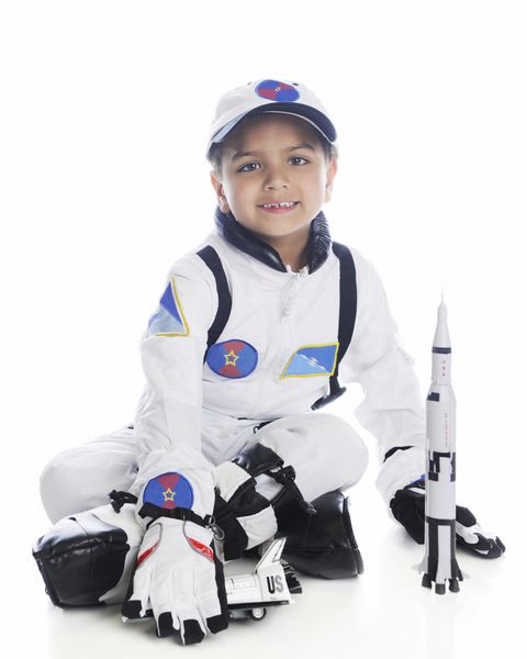 A young elementary boy astronaut He