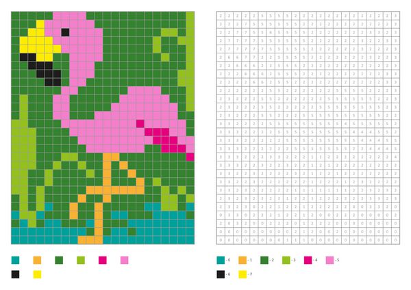 صفحه رنگ آمیزی کودکان رنگ پیکسل با پرنده سرگرم کننده تصویر برداری