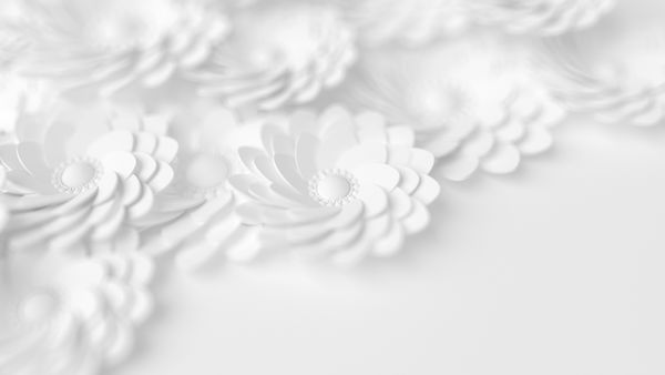 گل کاغذ زیبا و زیبا در سبک دست ساخته شده بر روی دیوار سفید تصویر 3d رندر 3d
