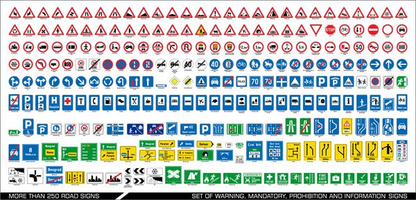 جمع آوری هشدار اجباری ممنوعیت و علائم راهنمایی و رانندگی نشانه های ترافیکی اروپا تصویر برداری