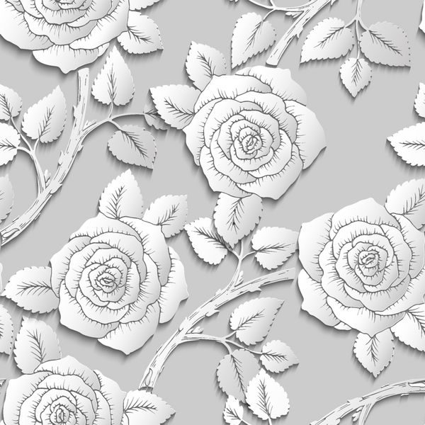 کاغذ برش هنر گل پس زمینه بدون درز الگوی اوریگامی گل ها را در شاخه ها گل کرد تصویر برداری با اثر لایه بندی حجم