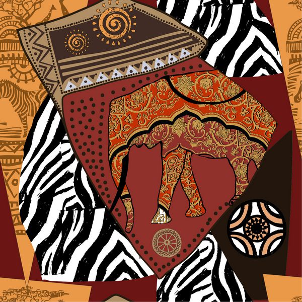 الگوی قومی زیبا بدون درزالگوی فیل آفریقایی