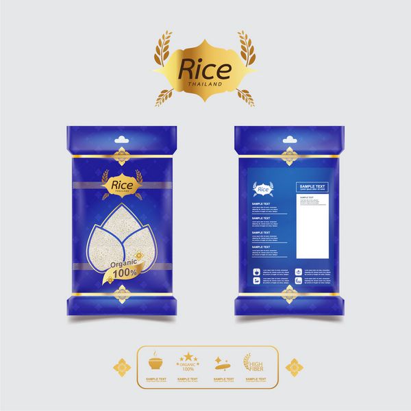 برنج تایلند محصولات بسته بندی مواد غذایی و هنرهای تایلندی