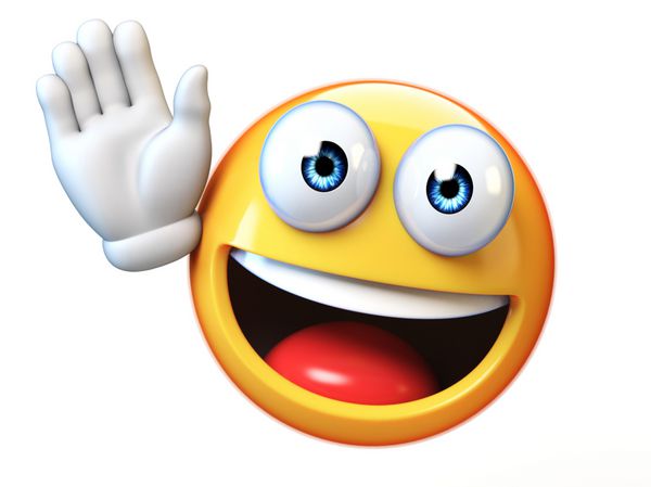 Emoji تکان دادن با یک دست جدا شده بر روی زمینه سفید خوب ظاهر رندر 3d شکلک
