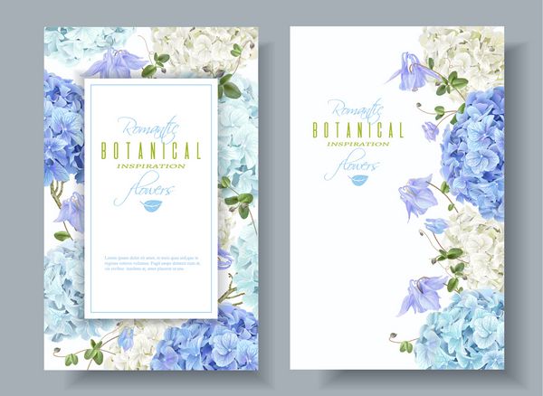 آگهی بردار های برداری با آبی و سفید گل های هندی تند در پس زمینه سفید طراحی گل برای لوازم آرایشی عطر محصولات مراقبت از زیبایی می تواند به عنوان کارت تبریک عروسی استفاده می شود