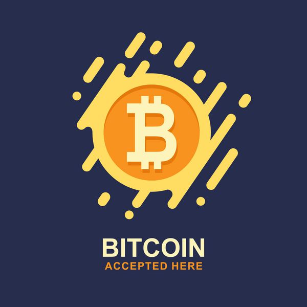 مفهوم Bitcoin آرم Cryptocurrency آه پول دیجیتال زنجیر بلوک نماد مالی تصویر برداری