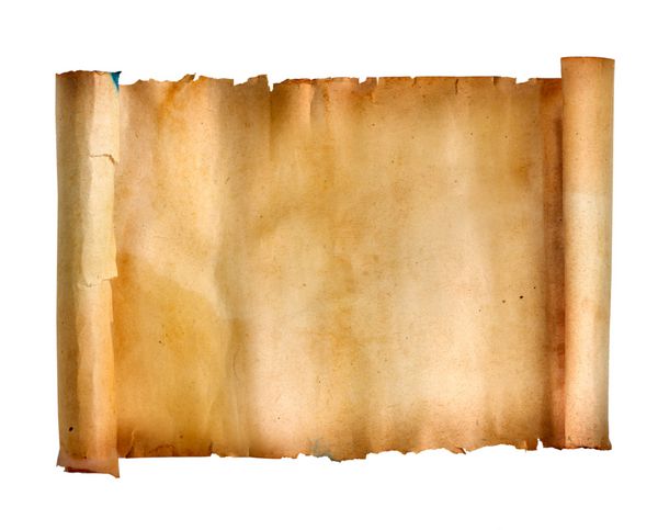 کاغذ اسکرول قدیمی جدا شده بر روی زمینه سفید