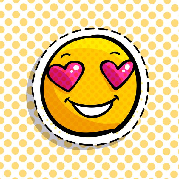 لبخند در عشق شکلک smail مبارک در سبک هنر پاپ تصویر برداری