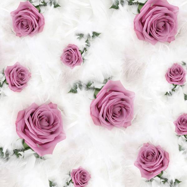 پوستر دیواری سه بعدی گل های بنفش رو پس زمینه سفید