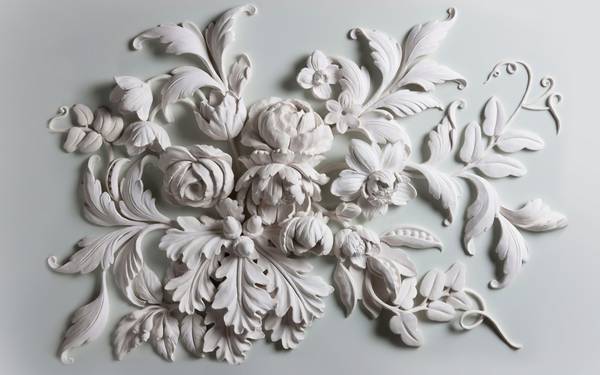 پوستر دیواری سه بعدی گل های هلندی گچ بری سفید
