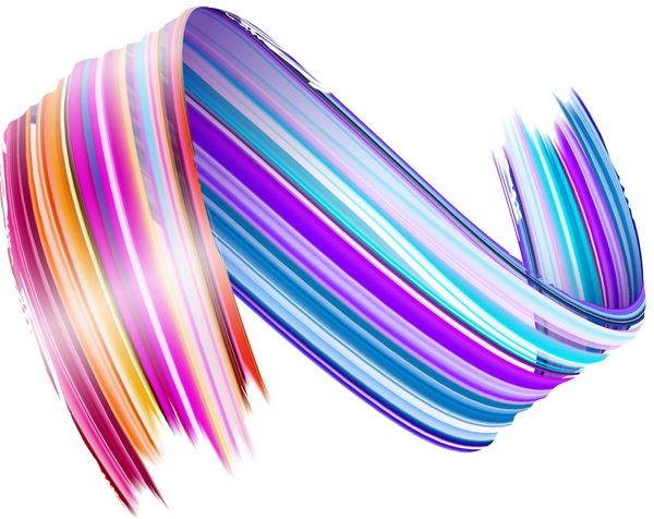خلاصه برداری بردار سایه برس رنگارنگ چرخش رنگ مایع روبان دیجیتال 3D با بافت برس خلاصه جوهر پس زمینه موج Spiral خلاق با رنگ صورتی آبی قرمز جدا از سفید