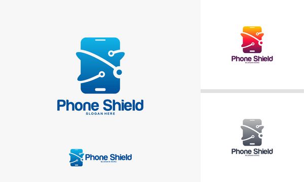 الگوی طراحی آرم تلفن Shield الگوی لوگوی موبایل Technology