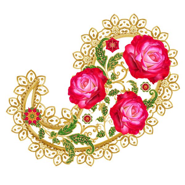 عناصر دکور پیزلی خیار طلایی هند پسته گل های تلطوح بافندگی آجری توری الگوی بسته بندی پارچه ای شرقی طراحی