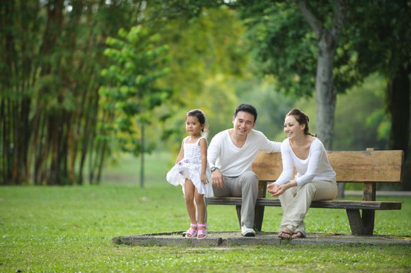 مبارک خانواده آسیایی لذت بردن از وقت خود را در پارک
