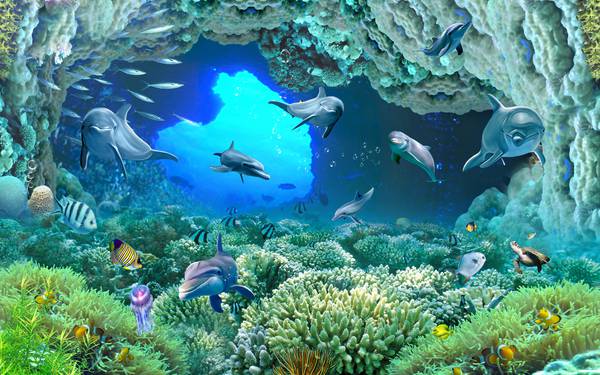پوستر دیواری سه بعدی نمایی از زندگی درون تونل زیر دریا