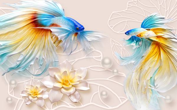 پوستر دیواری سه بعدی پرنده های نقاشی شده رنگارنگ