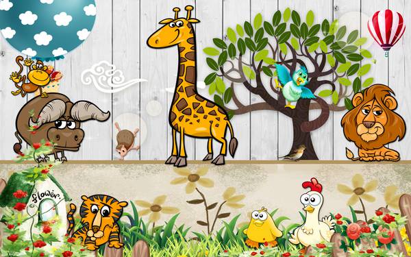 پوستر دیواری سه بعدی کودکانه از حیوانات جنگل