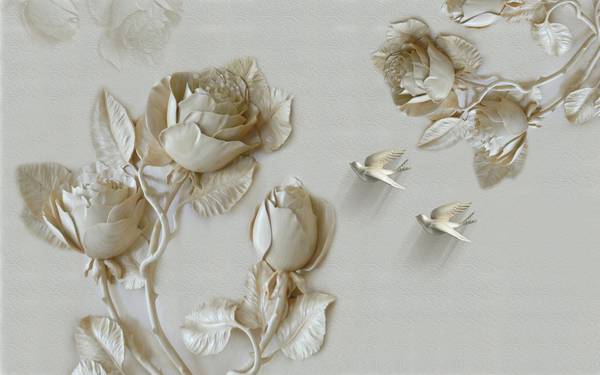 پوستر دیواری سه بعدی گل های طراحی شده