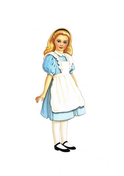 آلیس ایستاده در پس زمینه ی سفید