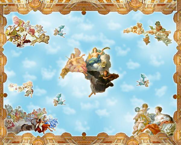 پوستر دیواری سه بعدی آسمان مجازی فرشتگان در آسمان آبی و ابر