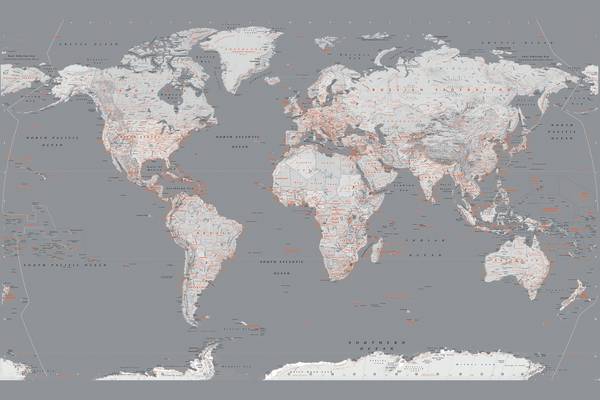 پوستر دیواری سه بعدی نقشه قاره ها
