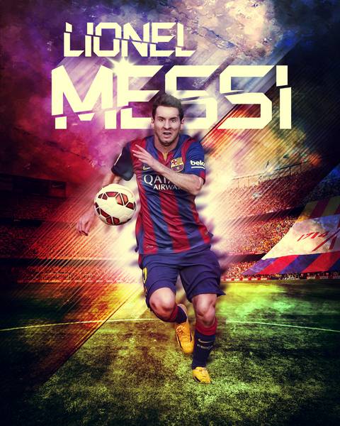 پوستر لیونل مسی در لباس بارسلونا
