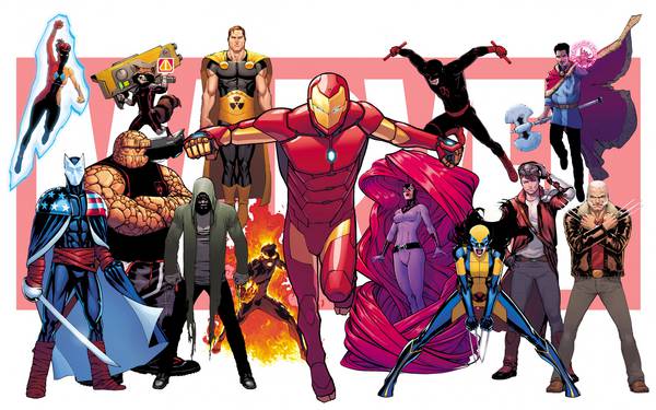 تمام قهرمان های کمیک مارول به صورت کارتونی در یک قاب