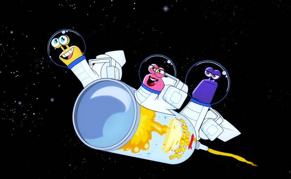 شخصیت های کارتون توربو در فضا روی موشک