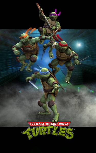 پوستر لاکپشت های نینجا در تم دود