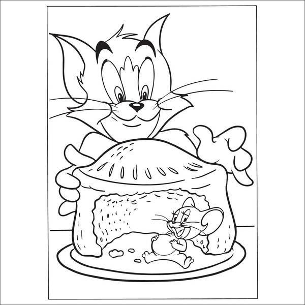 نقاشی تام و جری در حال خوردن کیک