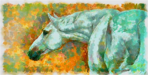 اسب سفید طرح نقاشیخط زیبای ایرانی با خوشنویسی نستعلیق