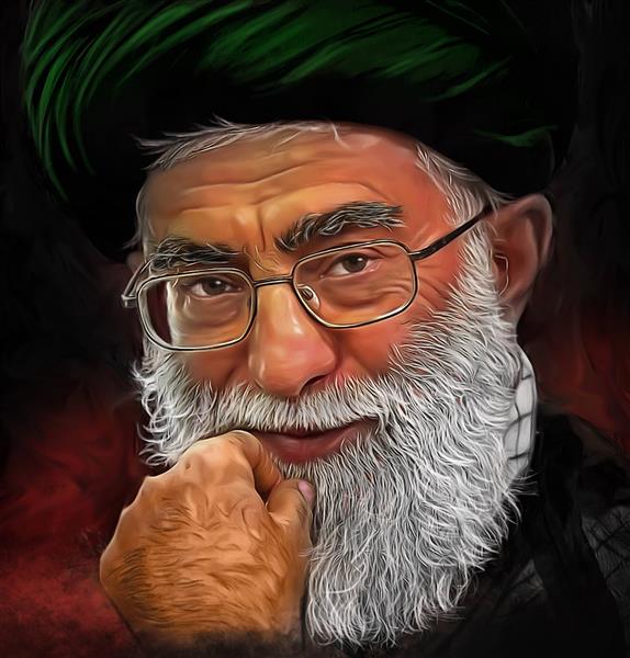 آیت الله خامنه ای رهبر انقلاب اسلامی نقاشی دیجیتال